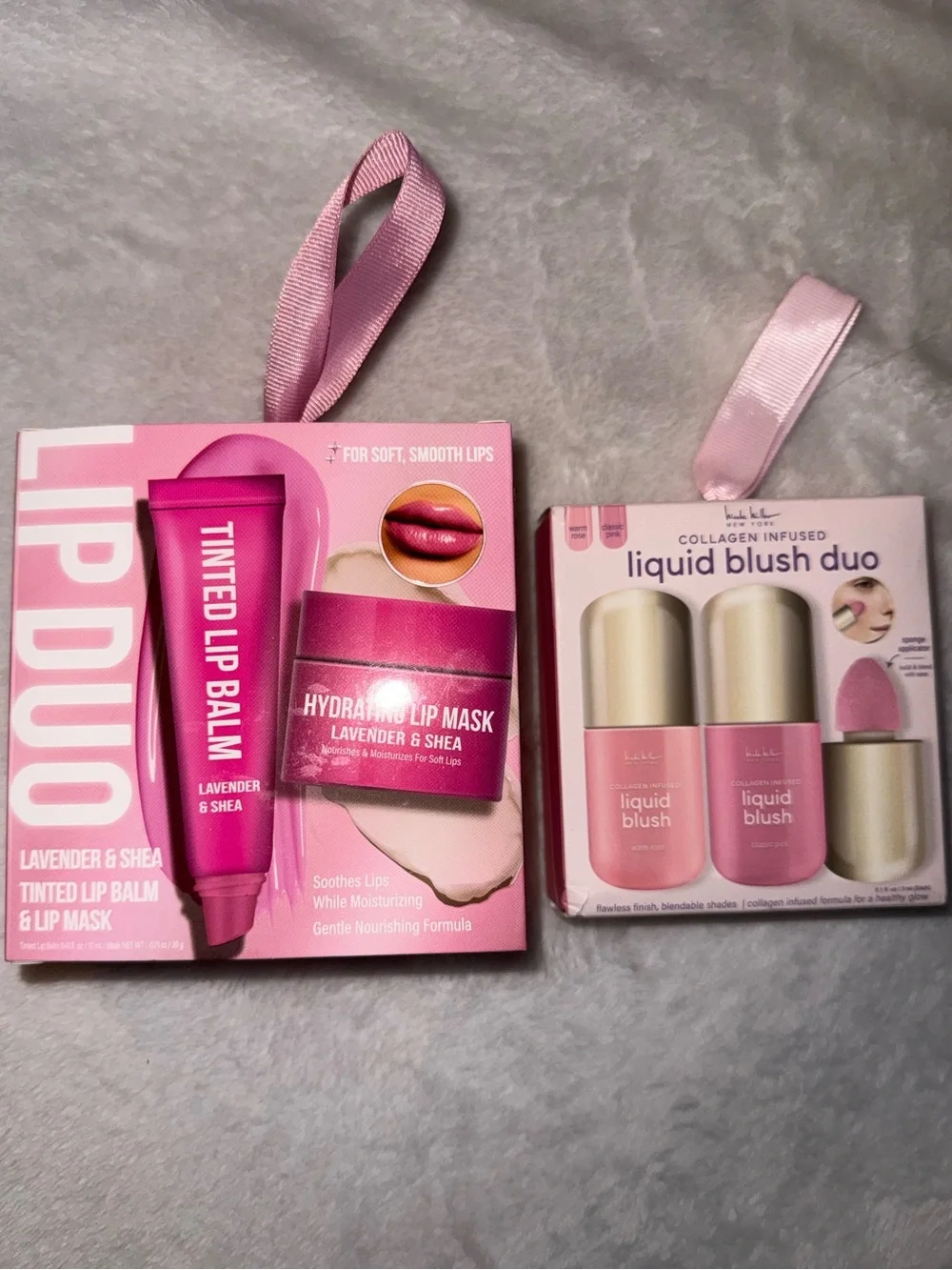 NWT~Nicole Miller Collagen Infused Liquid Blush Duo and Lavender & Shea Lip Duo